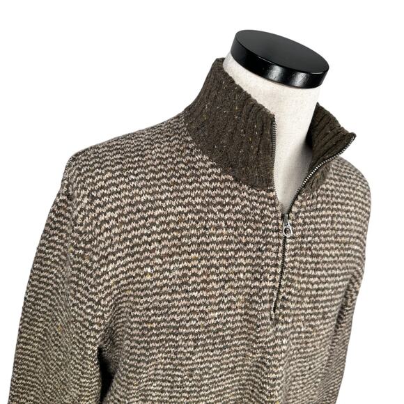 Vintage Gap 1/4 Zip Sweater Men's Large Brown Wool Blend Knit Confetti Y2K 2007 - Picture 3 of 10